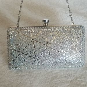 Chic Silver Clutch Purse De Blossom Collection New